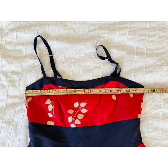 Hype Women’s Red Navy Floral Midi Dress Size 4 Spaghetti Strap Fit & Flare - Picture 7 of 10